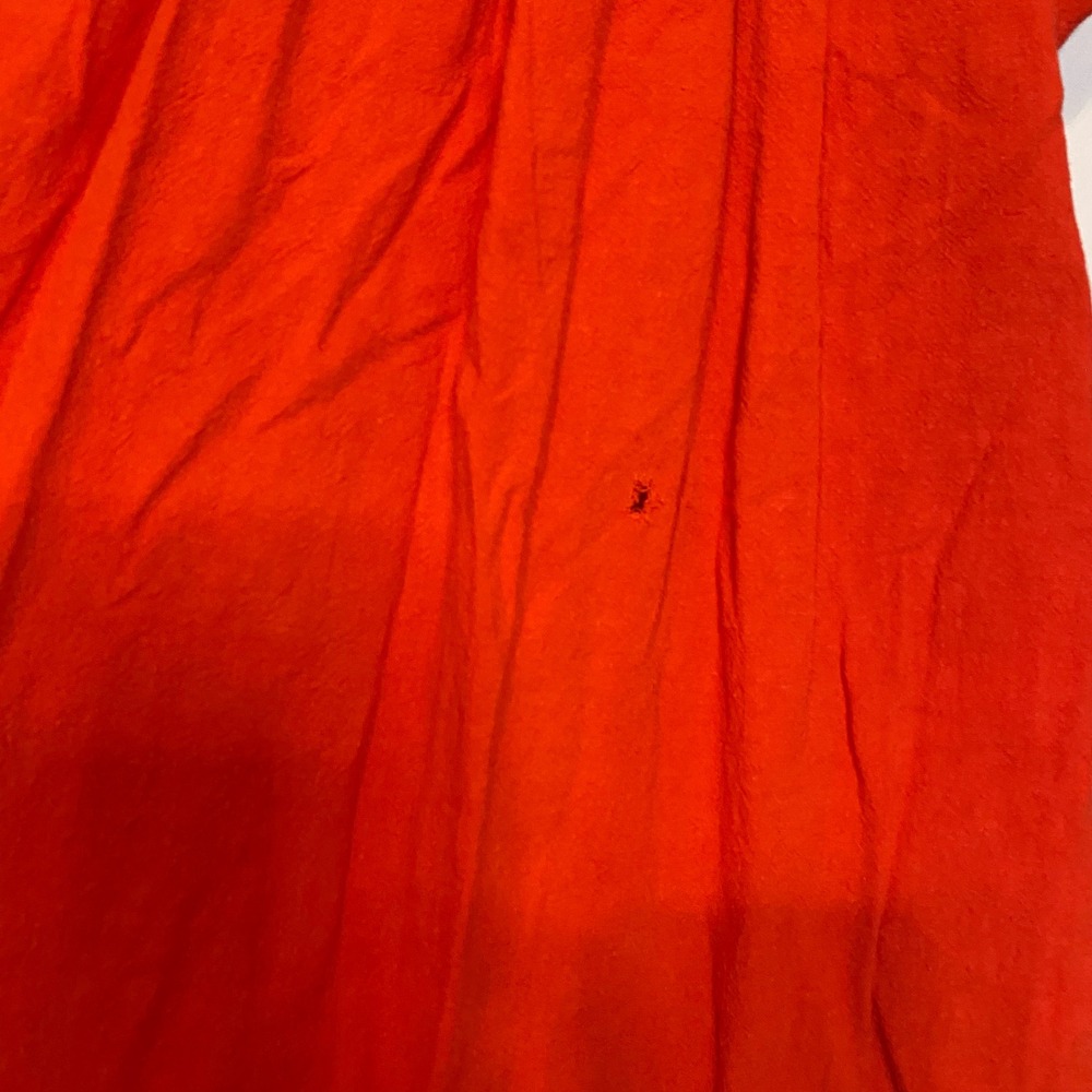 Madewell Eyelet Yoke Tassel Cuff Linen Blend Mini Dress Orange Red F0952 XXS - Picture 8 of 8